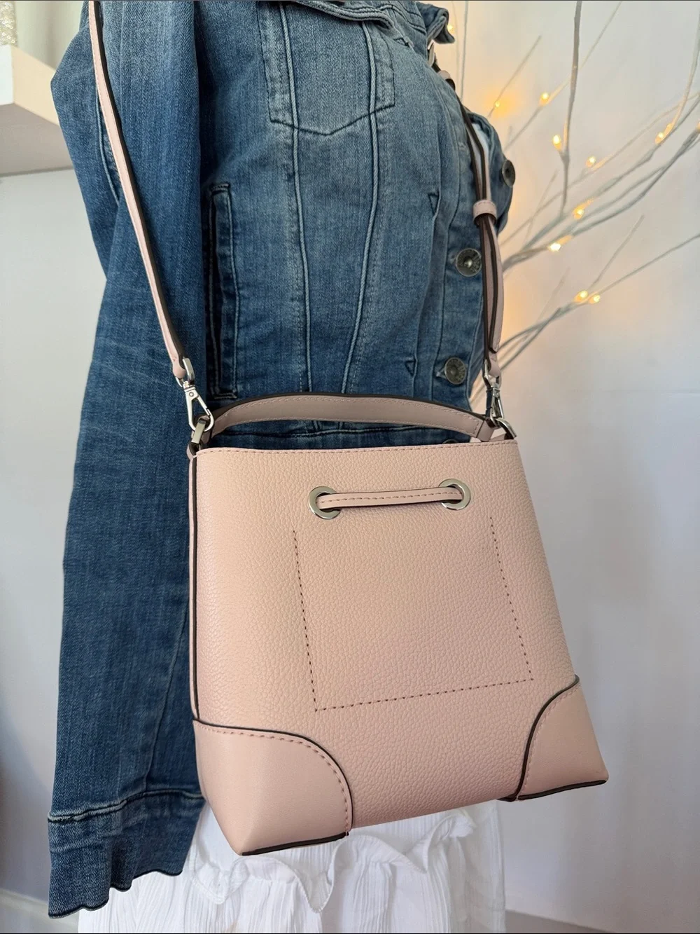 Michael Kors blush, pink pebble, leather Crossbody with adj/removable strap - Picture 8 of 12